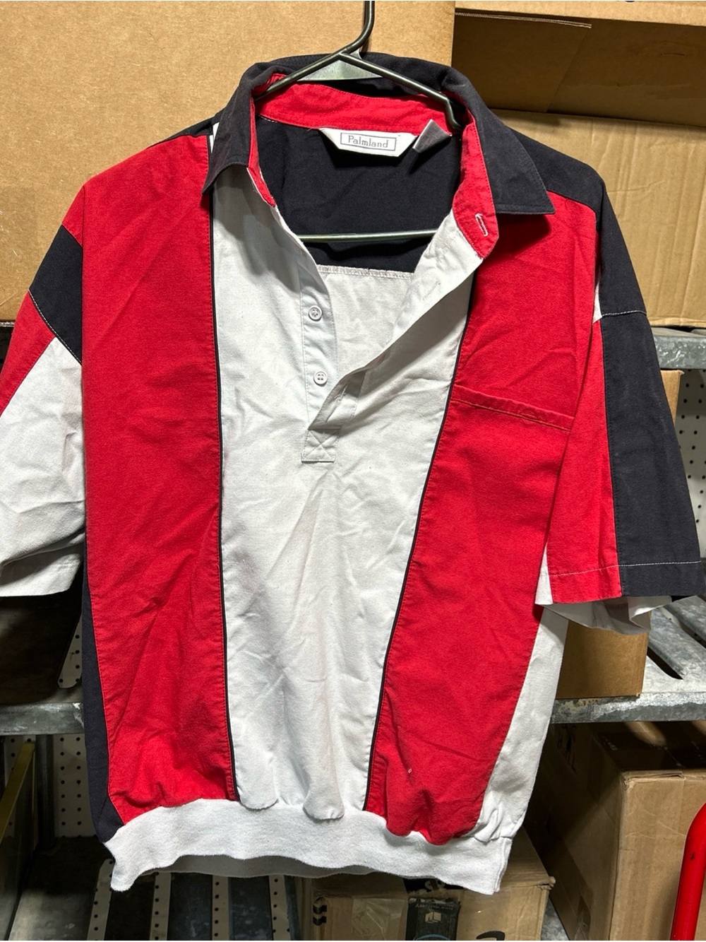 Vintage Classics by Palmland Shirt Mens Medium White Black Red Golf Polo 80s
